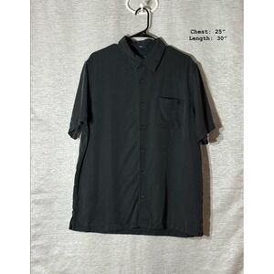 Reyn Spooner Button Up Black Shirt Mens L Neutral‎ Grunge Linen Bld Summer
